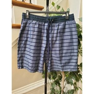 Penguin Men's Gray Striped Polyester Slim Fit Swim Trunk Logo Shorts Size 2XL